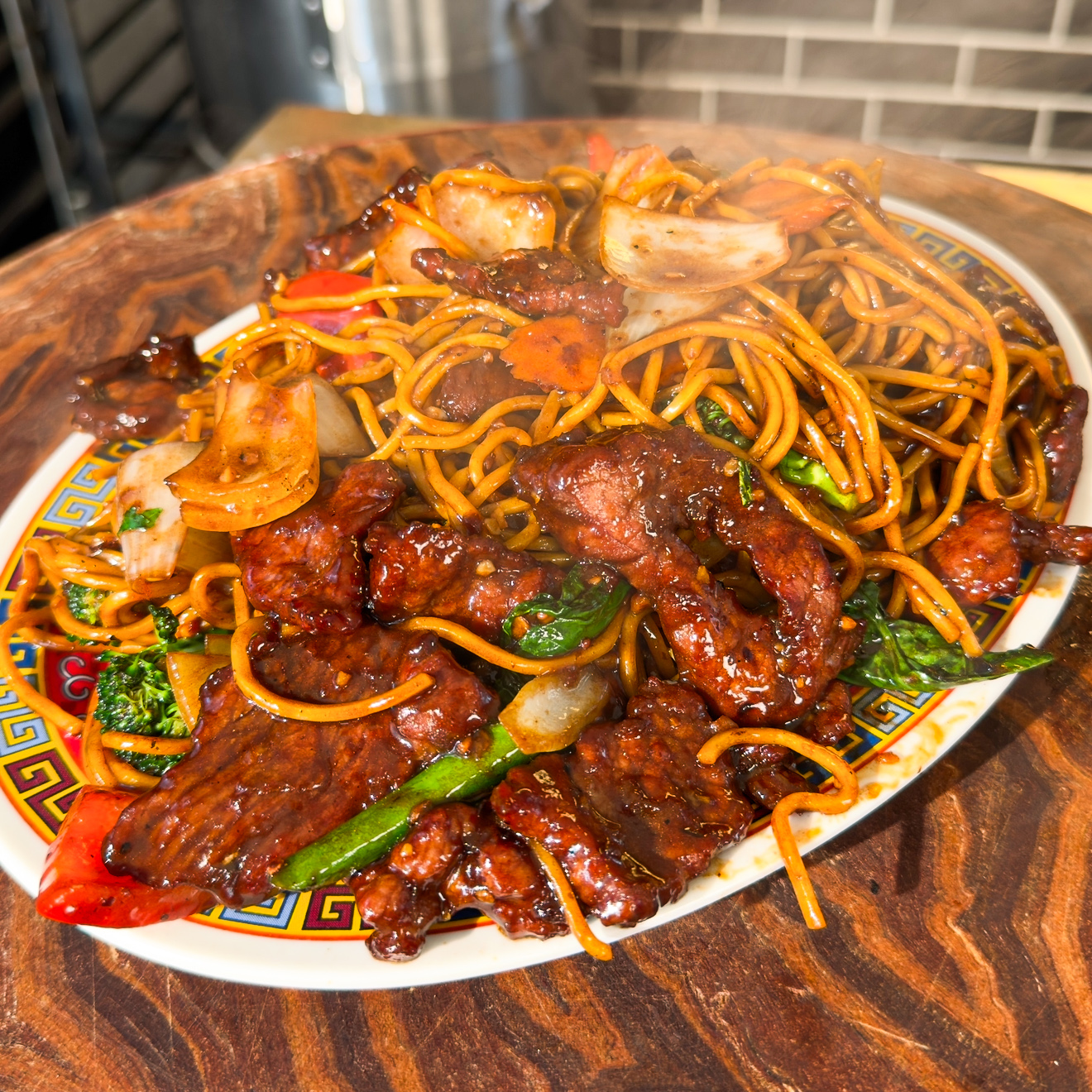 Black bean beef noodles