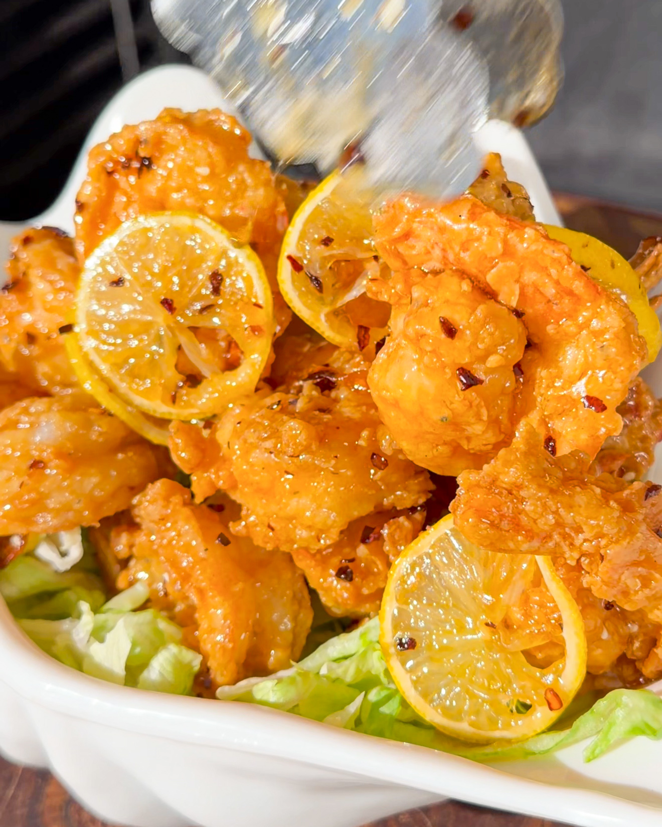 Crispy Hot Honey Lemon King Prawns
