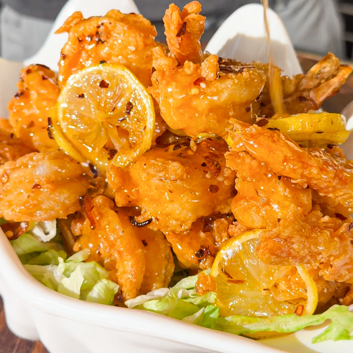 Crispy Hot Honey Lemon King Prawns